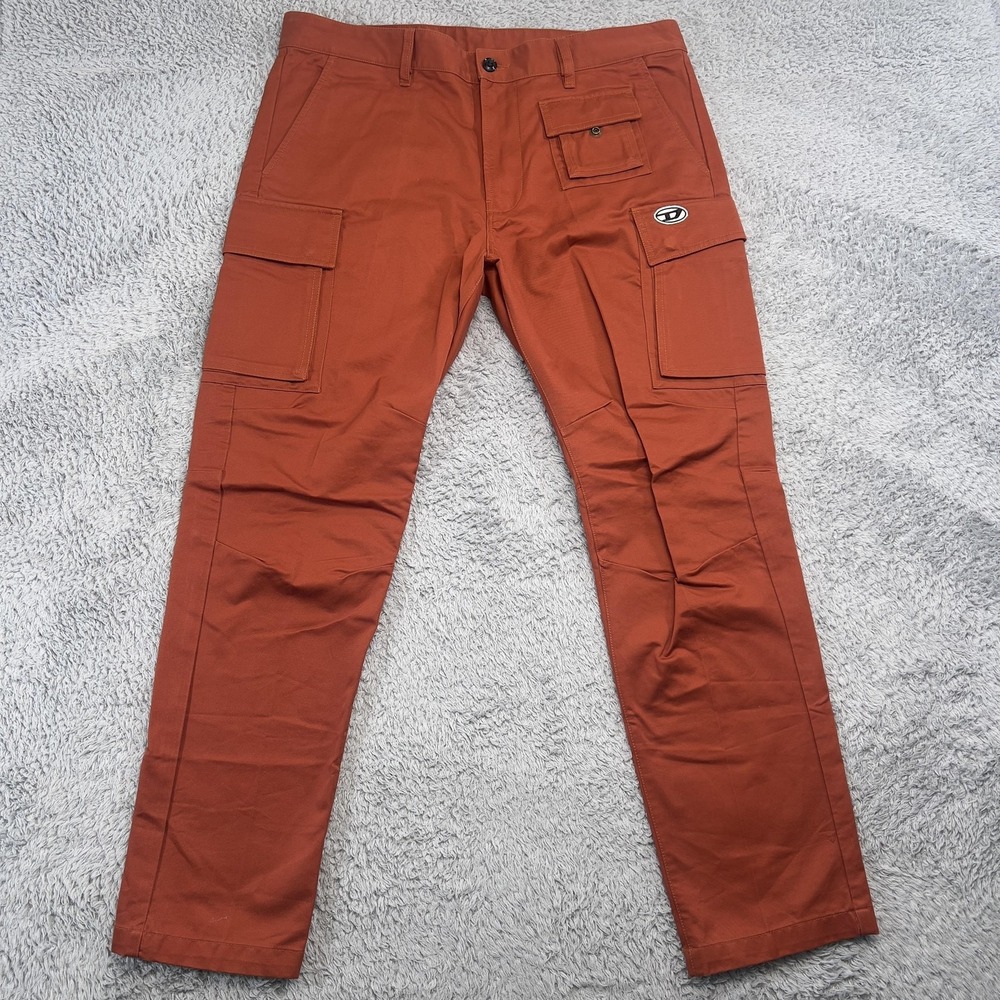 Diesel Pants Mens 36 Orange‎ Cargo P-Cor Canvas Straight Utility Workwear Cotton